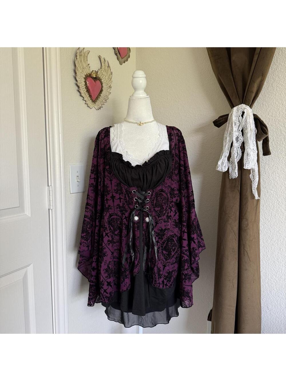 Victorian Gothic Costume Top Flare Sleeve Halloween Renaissance Fair